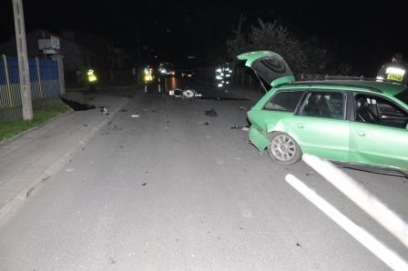 Wypadek na skrzyżowaniu w Kłodawie. Zginął motocyklista [ZDJĘCIA]