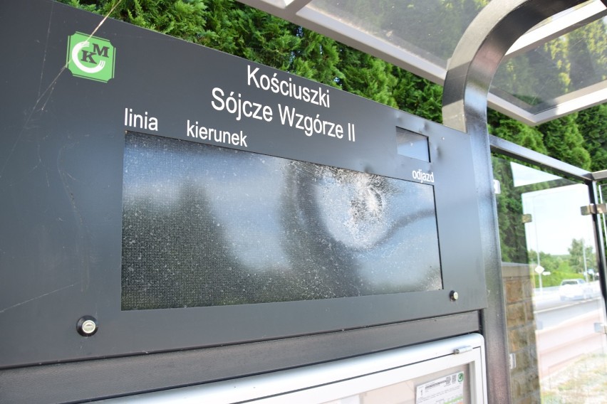 Demolka na przystanku w Szczecinku. Kamieniem w ekrany [zdjęcia, wideo]