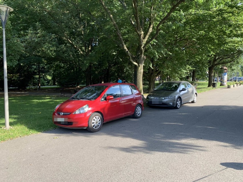 Nie chcą płacić za parking w Rzeszowie, więc rozjeżdżają trawniki, wjeżdżają do parku i stają na zakazie [ZDJĘCIA]