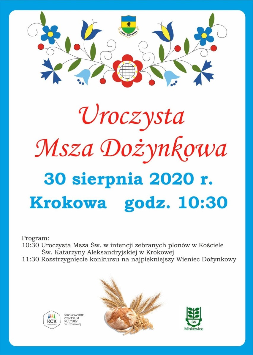 Koronawirus i dożynki 2020 w gminie Krokowa - program