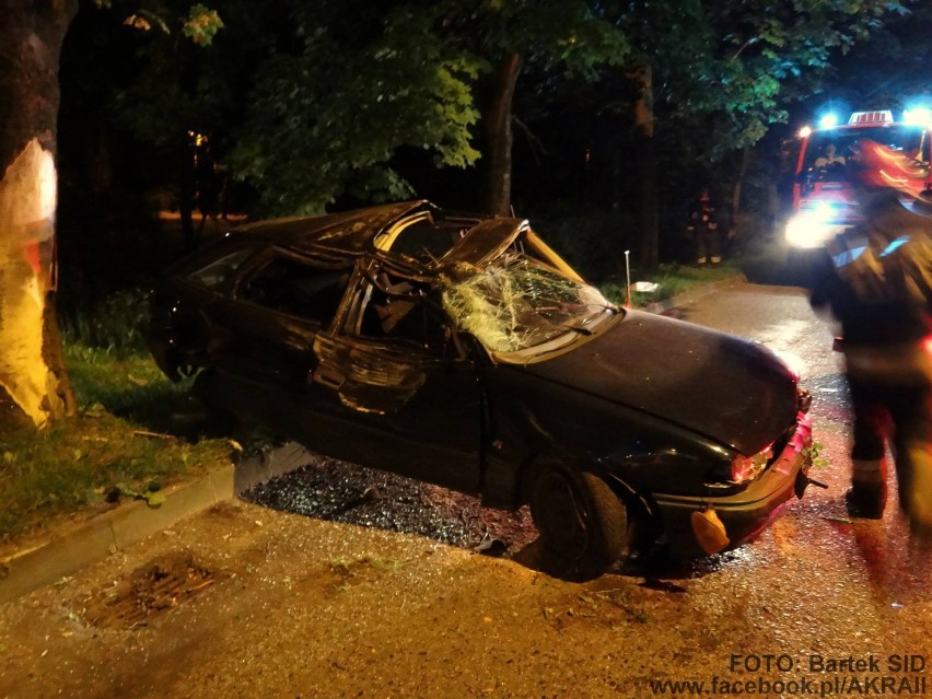 Wypadek w Bielsku-Białej na ul. Górskiej. Pijany kierowca uderzył w drzewo [ZDJĘCIA]