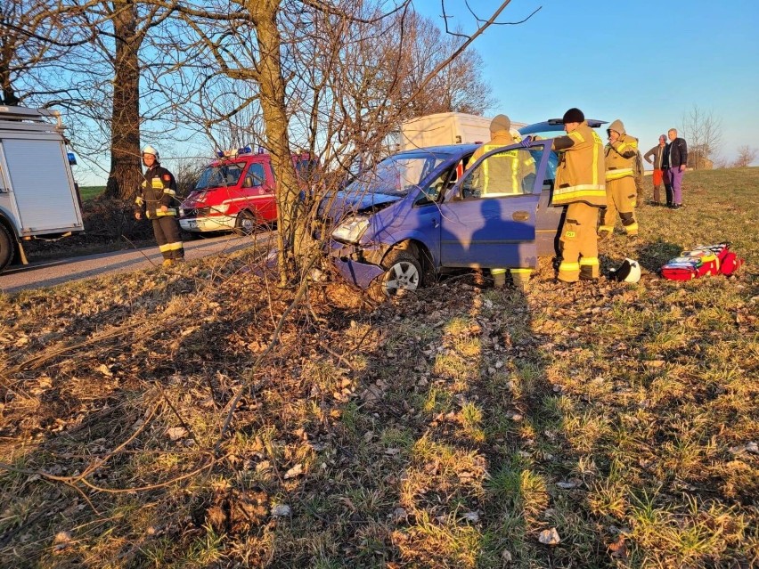 Kierowca stracił panowanie nad pojazdem i uderzył w drzewo....