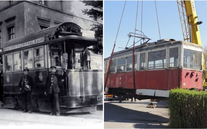 Po lewej jeleniogórski tramwaj w roku 1899, po prawej 6 maja...