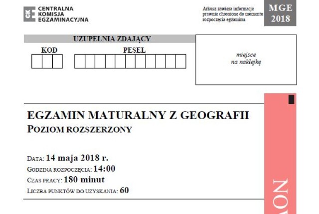 Matura 2018 geografia poziom rozszerzony - arkusze i odpowiedzi 14.05.2018