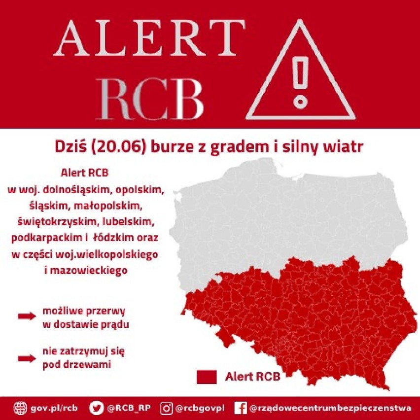 Ostrzeżenie IMGW dla powiatu rawickiego. Synoptycy prognozują możliwe burze z gradem (20.06.2022)