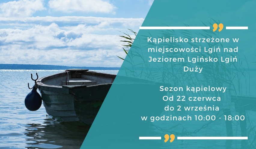 Kąpielisko strzeżone w miejscowości Lgiń nad Jeziorem...