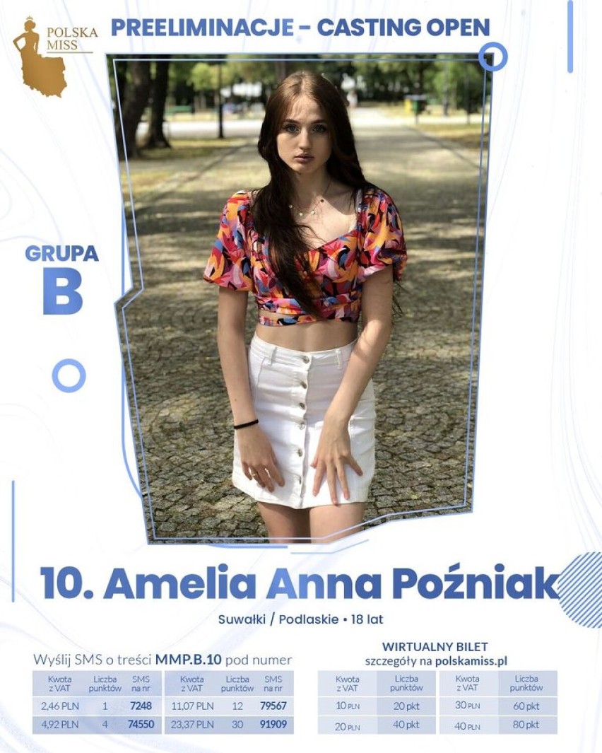 Suwalczanka Amelia Anna Poźniak z szansą na koronę. Nastolatka startuje w konkursie Polska Miss