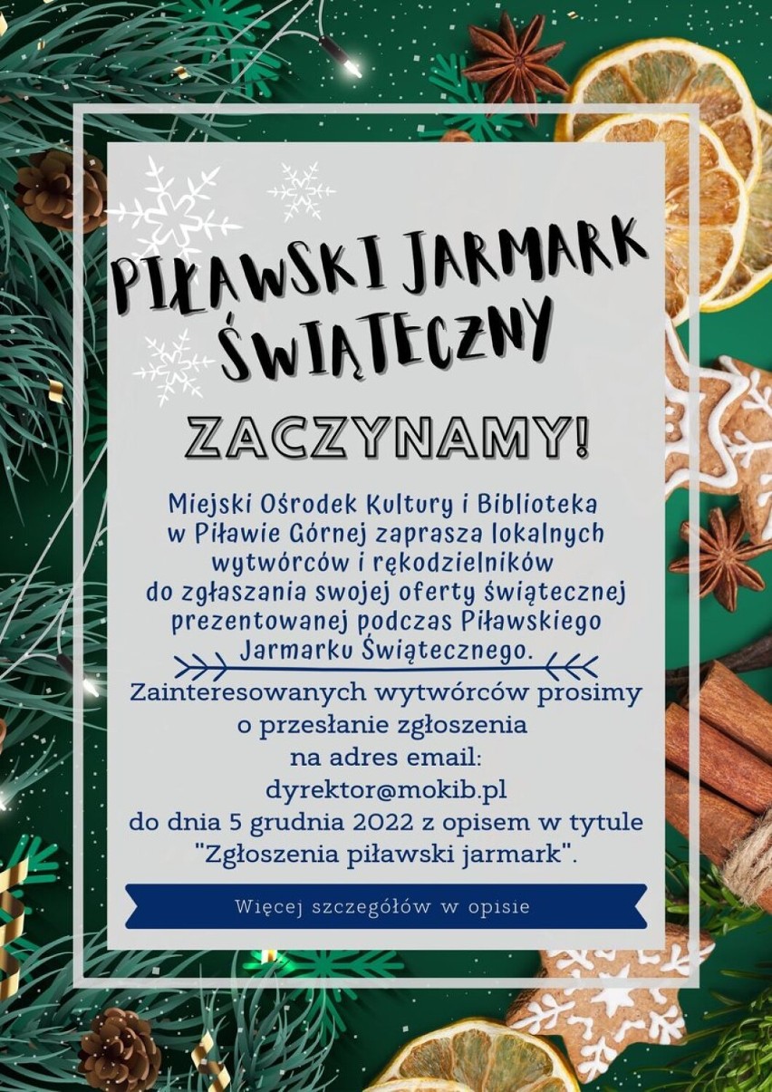 Wystawcami na Piławskim Jarmarku Bożonarodzeniowym będą...