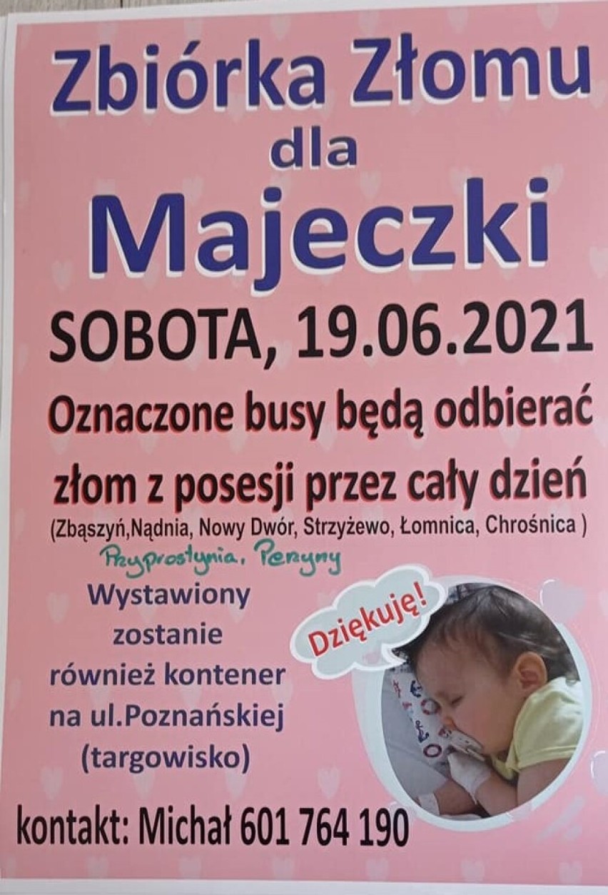 Zbąszyń: W najbliższym czasie dla małej Mai - siepomaga.pl, licytacje, zbiórki, mecze, marsze, festyn w Opalenicy, itp...