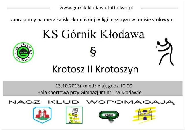 Górnik Kłodawa zagra w IV lidze tenisa stołowego