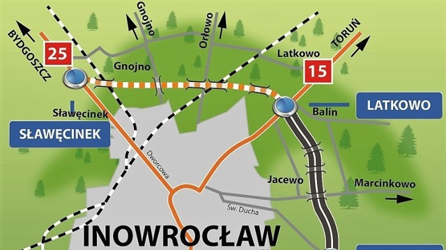 Zmiany zasad ruchu na węźle Latkowo obowiązywać będą do zakończenia budowy drugiego odcinka obwodnicy Inowrocławia, czyli do jesieni br.