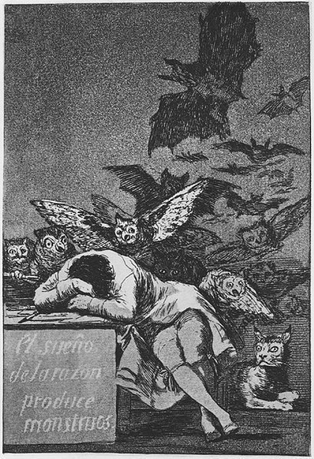 Sleep of Reason http://pl.wikipedia.org/w/index.php?title=Plik:Goya_-_Caprichos_%2843%29_-_Sleep_of_Reason.jpg&filetimestamp=20070313230459