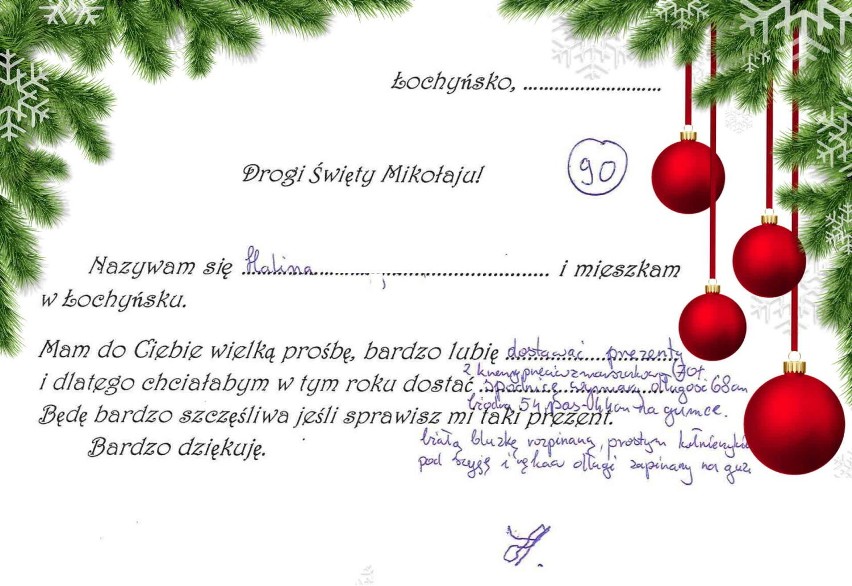 Listy podopiecznych DPS w Łochyńsku do św. Mikołaja 2021