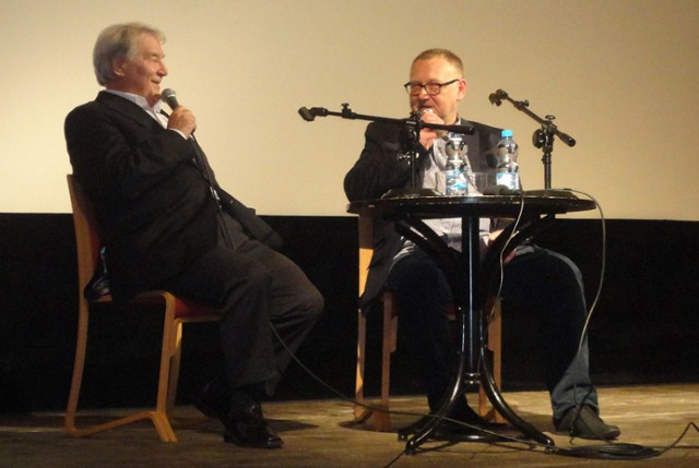 W czasie spotkania w kinie „Etiuda” Leonard Pietraszak odpowiadał na pytania Norberta Zięby.