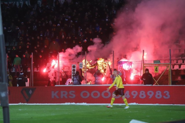 04.03.2022. Kibice na meczu Zagłębie Sosnowiec - GKS Katowice.