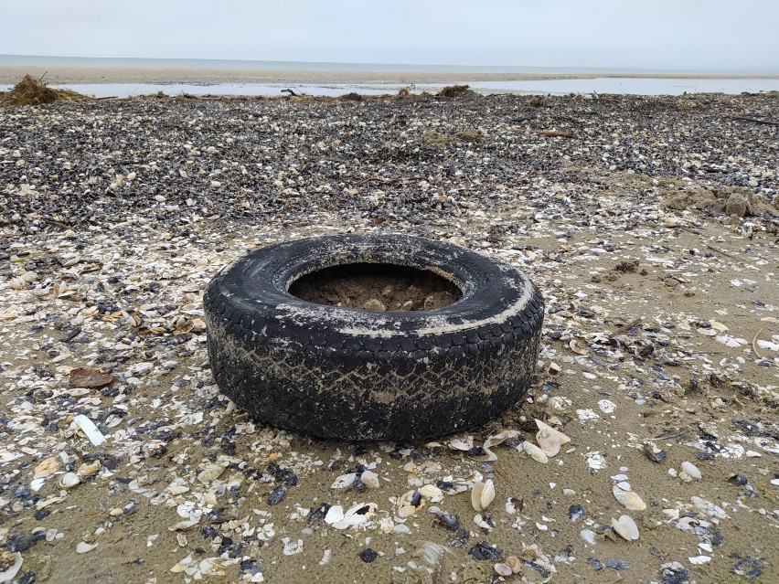 Świnoujście - śmieci na plaży po sztormie. Zobacz, co wyrzuciło morze