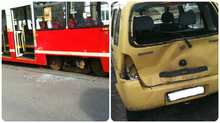 Wypadek w Świętochłowicach: Zderzenie tramwaju z samochodem [ZDJĘCIA]