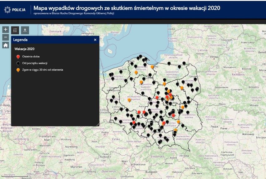 Woj. łódzkie na policyjnej mapie wypadków ze skutkiem śmiertelnym. Tragiczne wakacje 2020