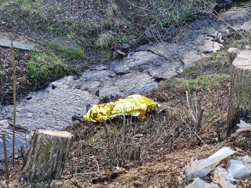 Ciało mężczyzny w potoku w miejscowości Korzeniec niedaleko Birczy. To mógł być nieszczęśliwy wypadek [ZDJĘCIA]