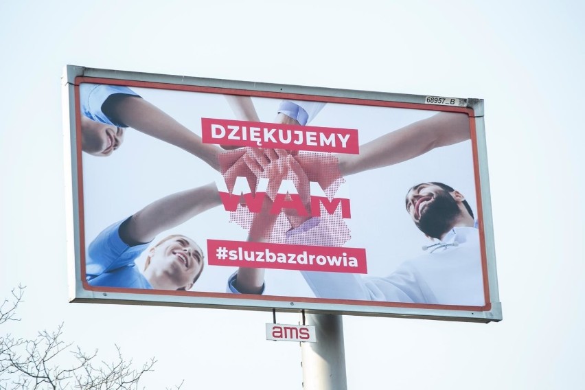 Billboard z podziękowaniami dla lekarzy, Warszawa, Wał...