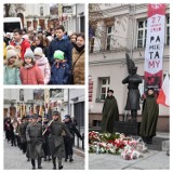 Obchody 104. rocznicy wyzwolenia Wolsztyna na Rynku - składanie kwiatów