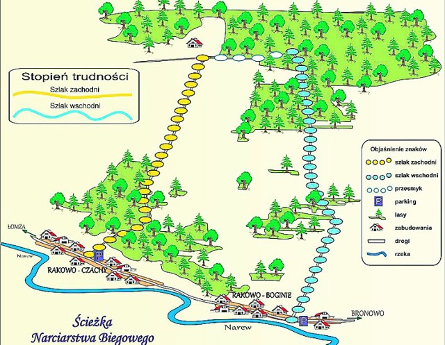Mapę trasy - dokładną topograficzną lub trochę prostszą można otrzymać w siedzibie ŁPKDN w Drozdowie