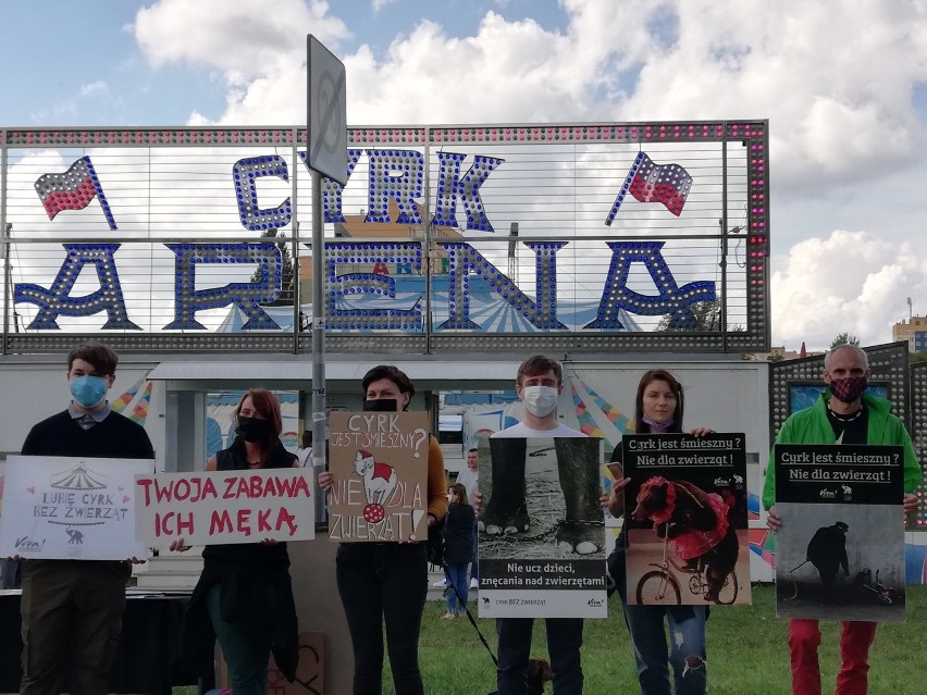 Protest przed cyrkiem Arena we Wrocławiu