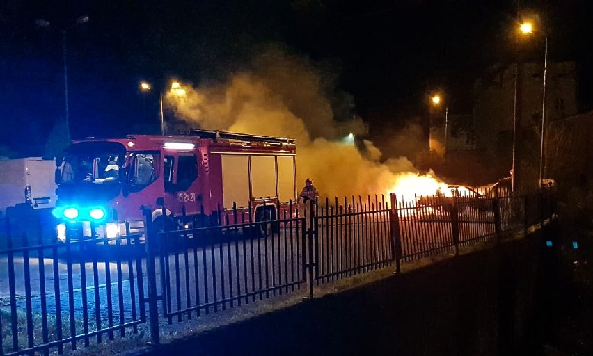 Pożar samochodu w Lubsku