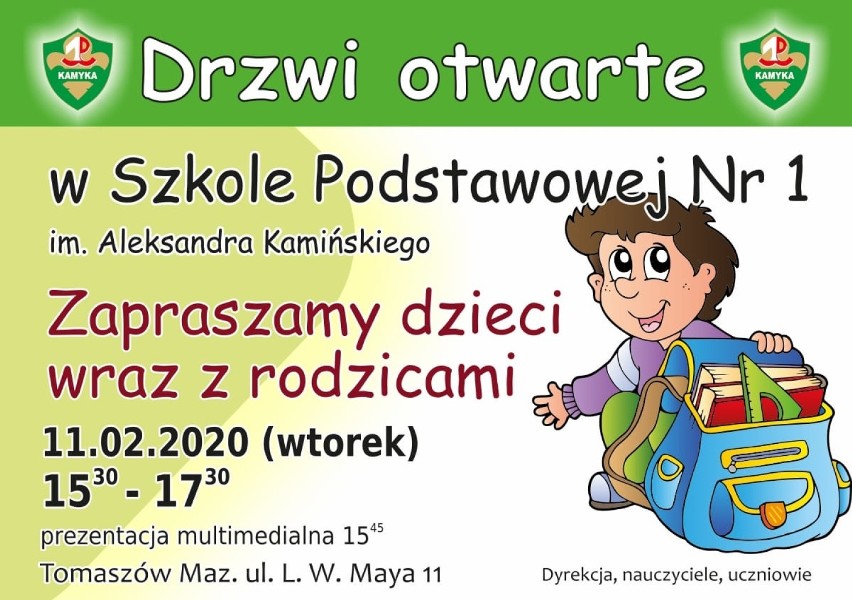 Dni otwarte w przedszkolach i szkołach podstawowych w Tomaszowie Maz. [PLAKATY]