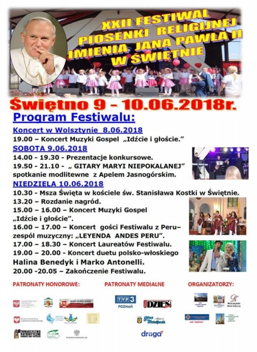 XXII Festiwal Piosenki Religijnej w Świętnie już 9 i 10...