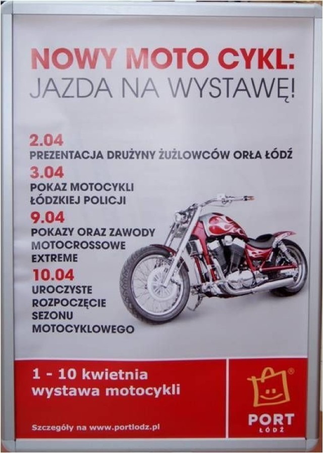 Plakat festiwalu Nowy Moto Cykl w Porcie Ł&oacute;dź.
fot. Mariusz Reczulski