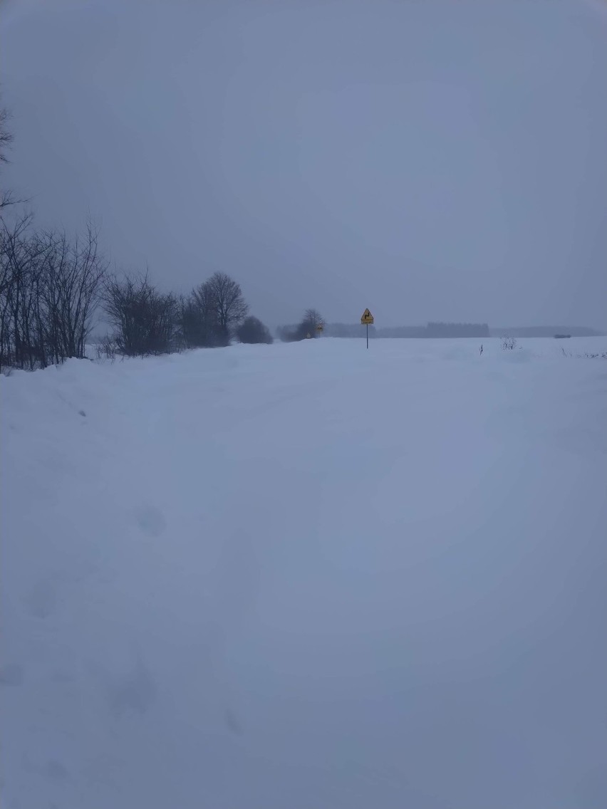 Dramatyczne sceny pod Krynkami. Samochody toną w śniegu, bo pługi przegrywają z naturą 