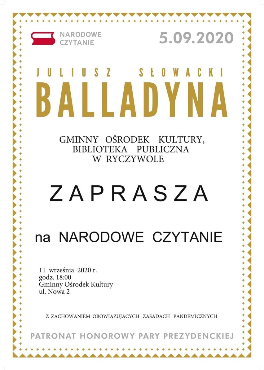 Ryczywół. Narodowe Czytanie w murach Gminnego Ośrodka Kultury