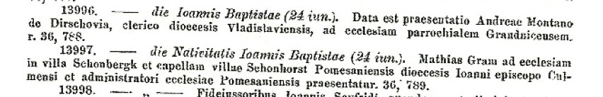 3.      Matricvlarvm Regni Polonae Summaria […]. Pars IV, 1912 r., s. 302, pozycja 13996.