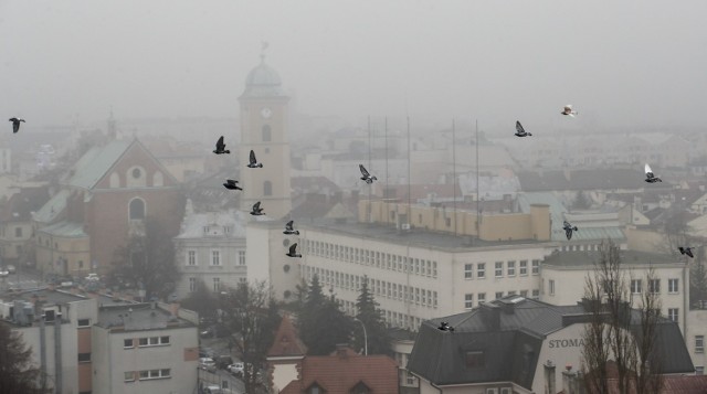 Smog i gęsta mgła nad Rzeszowem. Kolejny dzień wskaźniki czystośći powietrza wskazywały wysoki stopień zanieczyszczenia w mieście.