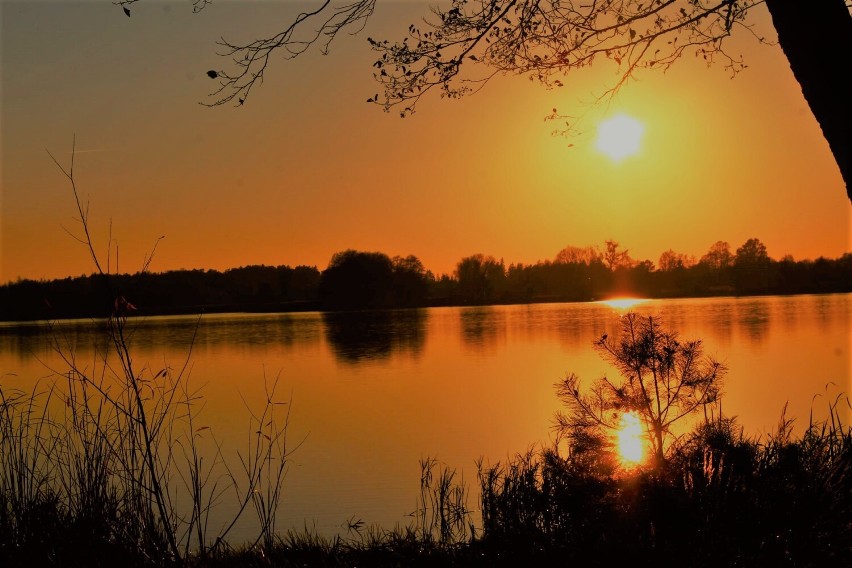 Powiat włodawski. Bajeczny, jesienny zachód słońca nad Jeziorem Glinki. Zobacz zdjęcia