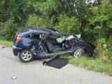Wypadek w gm. Pelplin: samochód rozbił się na drzewie. Kierowca ranny