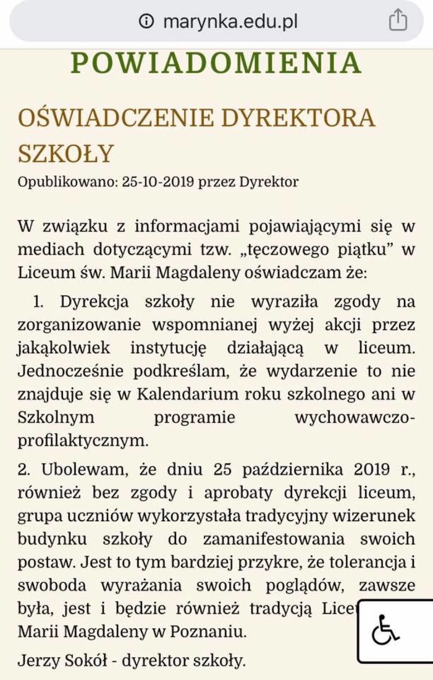 Września:  Ksiądz z Wrześni o LO św. Marii Magdaleny: " Takie renomowane liceum i poparcie dla zboczeń"