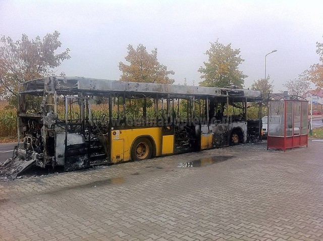 Pożar autobusu w Skórzewie