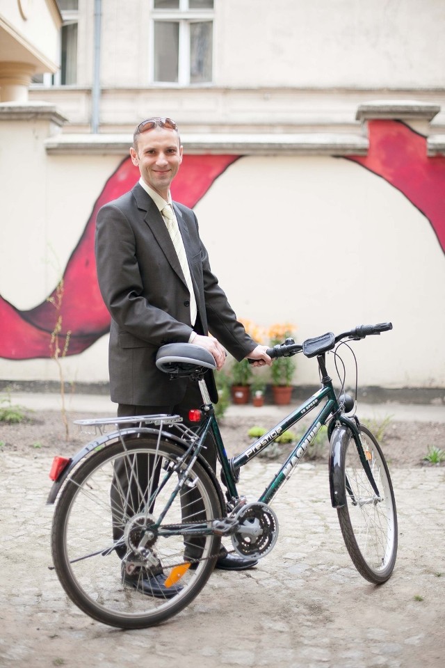 Adam Ochmański, nowy oficer rowerowy w Łodzi.