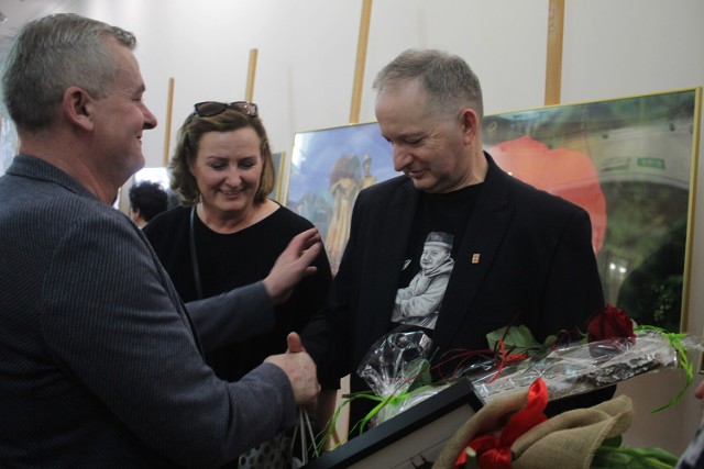 Jerzy Łaganowski (z prawej) podczas swoich imienin odebrał liczne życzenia i gratulacje