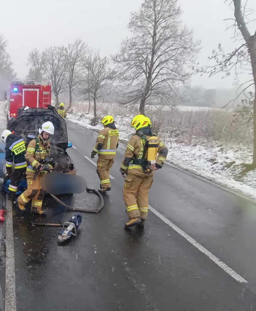 W Niegowonicach doszło do pożaru samochodu osobowego na DW...