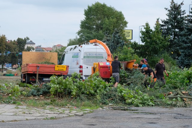 Trwa wycinka drzew i krzewów przy dawnej Dekorze w Żarach, gdzie powstanie galeria Hosso.