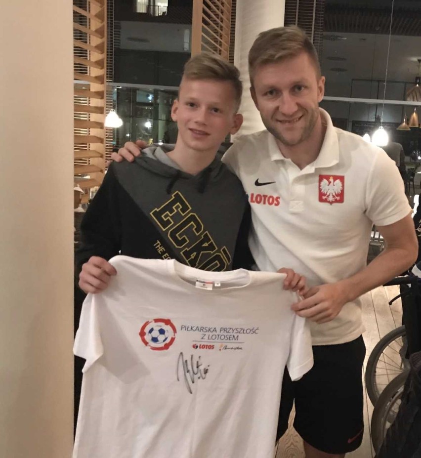 Młody piłkarz z Malborka spotkał się z Jakubem Błaszczykowskim
