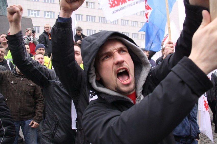 Manifestacja górników w Katowicach