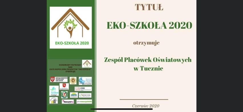 Zespół Placówek Oświatowych w Tucznie z tytułem Eko-Szkoła 2020 