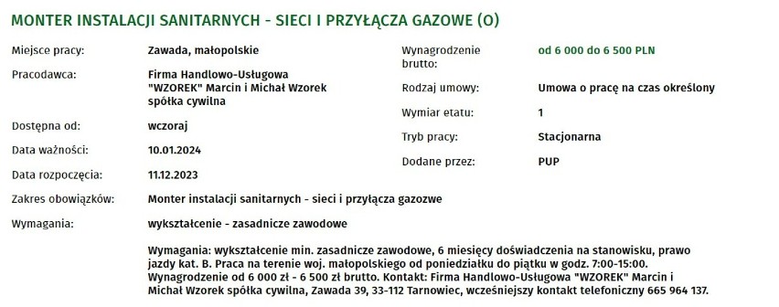 Najatrakcyjniejsze grudniowe oferty pracy z Powiatowego Urzędu Pracy w Tarnowie. Zobaczcie kogo szukają pracodawcy i jakie zarobki oferują