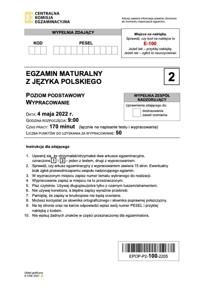 Tematy matura 2022 język polski:...