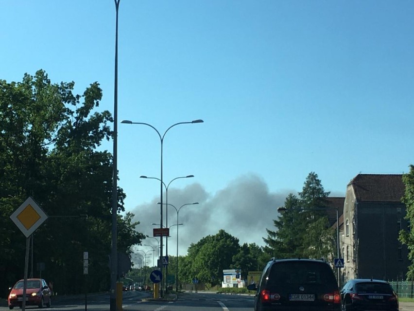 Duży pożar w Grudziądzu. Dym było widać z kilku kilometrów