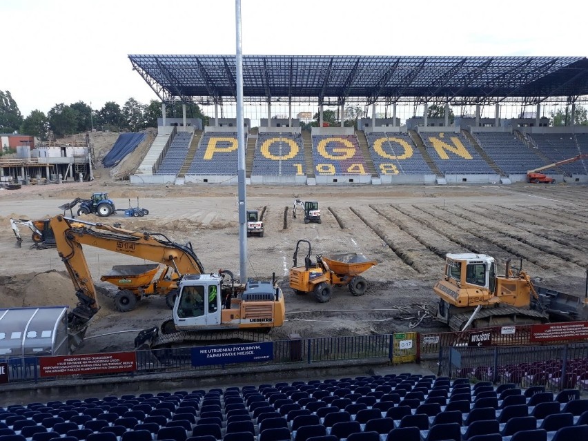 Stadion Pogoni Szczecin - stan prac na 29 lipca.
